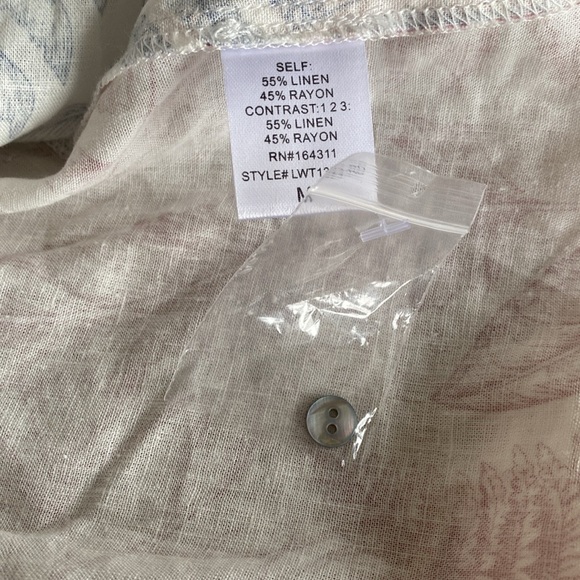 NEW Aura Linen Blend Botanical Print Long Sleeve Shirt and Matching Shorts - Picture 6 of 15